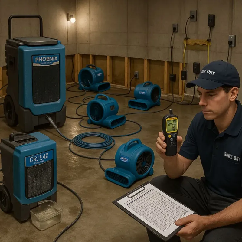 Structural Drying and Dehumidification process in Darby, PA